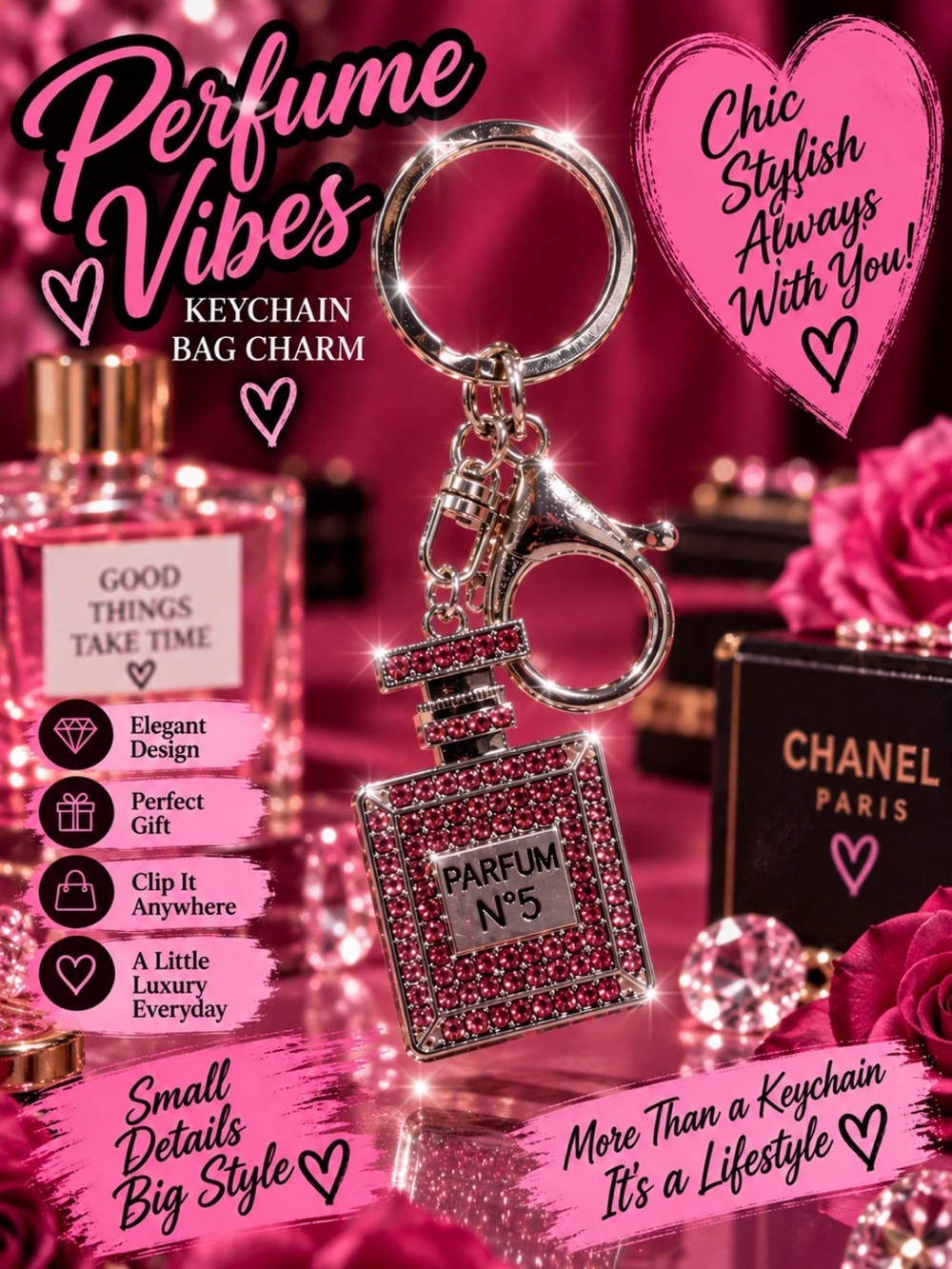 Perfume Bottle #5 Keychain Bag Charm